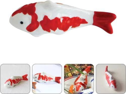 Vista 7 de 2Pcs Ceramic Floating Fish Ornament Aquarium Decoration Fish Tank Figurine Stylish Statue for Ponds Desktop Bird Bath Pool Decor