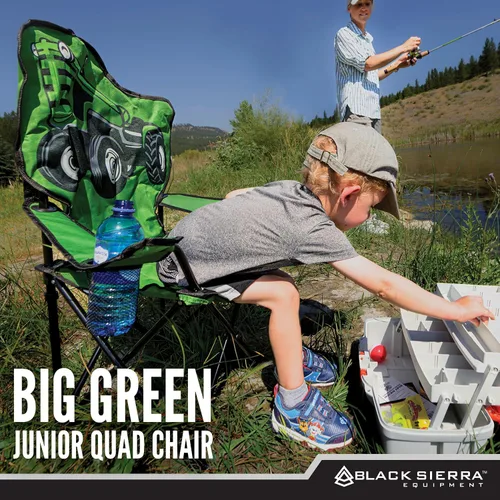 Vista 4 de Black Sierra Silla de campamento para niños, asiento plegable para niños que soporta 150 libras, silla de césped portátil para exteriores, incluye