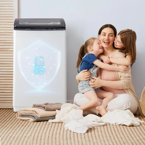 Vista 7 de Lavadora portátil de 3.0 pies cúbicos, lavadora de carga superior totalmente automática de 30 libras con tambor de acero inoxidable, 8 programas, 5