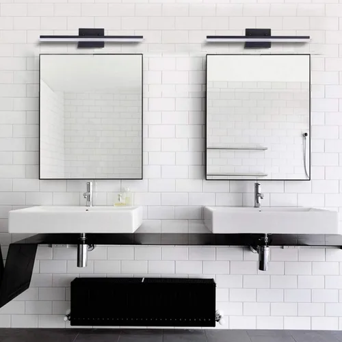 Vista 3 de mirrea Lámpara LED moderna de tocador de 24 pulgadas para iluminación de baño, regulable de 24 W, pintada en negro (blanco cálido, 3000 K)