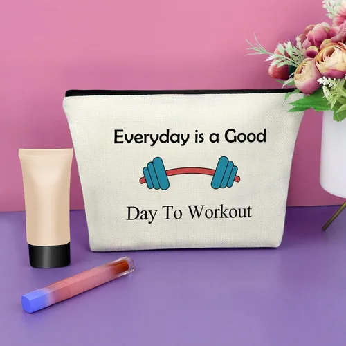 Vista 2 de Sazuwu Bolsa de maquillaje de regalo para mujer, Todos los días es un buen día para entrenar