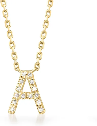 Vista 7 de Ross-Simons Collar con inicial acentuada de diamante en oro de 18 quilates sobre plata de ley