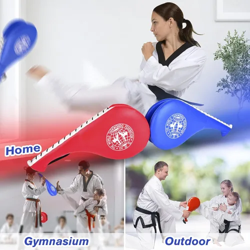 Vista 5 de Taekwondo, 2 unidades, equipo de entrenamiento de artes marciales de karate, almohadillas de boxeo de doble golpe para niños, jóvenes y adultos