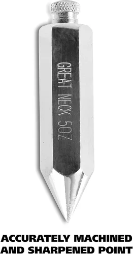 Vista 2 de GreatNeck - Plumb Bob de 5 onzas para alineación vertical, pluma hexagonal, cuerpo de acero, cromado, herramientas de carpintero, herramientas