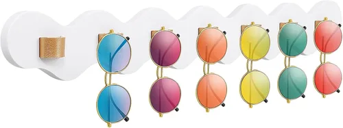 Vista 9 de Paquete de 2 organizadores de lentes de sol, soporte para lentes de sol, montaje en pared, soporte para lentes colgantes con 7 ranuras, soporte