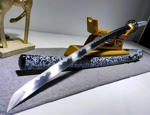 Vista 6 de Katana hecha a mano, samurai japonés, espiga completa, alto rendimiento