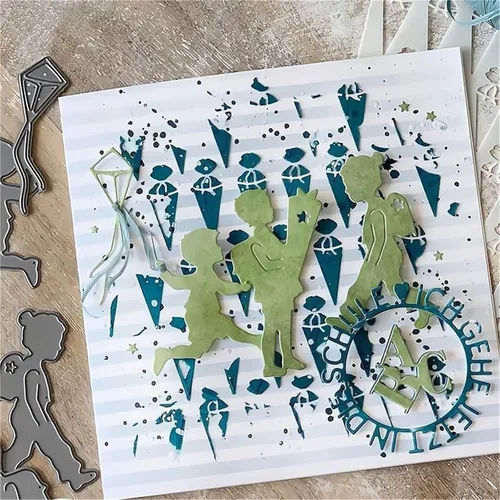 Vista 3 de Briartw Juego de 6 troqueles de corte de metal para niños y niñas, para manualidades, álbumes de recortes, plantillas en relieve, álbum, tarjetas