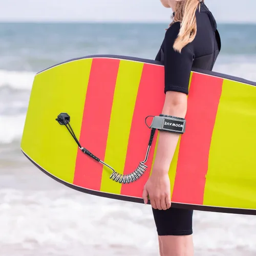 Vista 5 de WOOWAVE Bodyboard Correa de muñeca de surf Correa de bodyboard en espiral Correa de bodyboard Premium Coil Body Board Correa con enchufe Azul