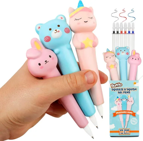 Vista 9 de BUNMO Lindos bolígrafos – Bolígrafos divertidos de felpa con agarre suave y 6 recambios de colores – Regalos para preadolescentes – Lápices