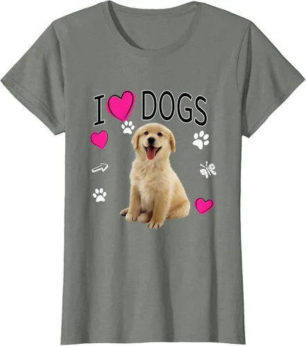 Vista 12 de Camiseta I Love Dogs - Camiseta Golden Labrador retriever, Azul Negro