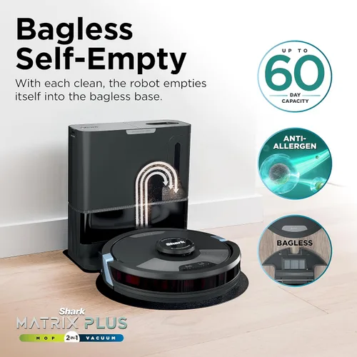Vista 7 de Shark Matrix Plus Robot Aspiradora y Trapeadora 2 en 1 con Trapeado Sónico, Matrix Clean, Mapeo del Hogar, Base de Vaciado Automático HEPA sin