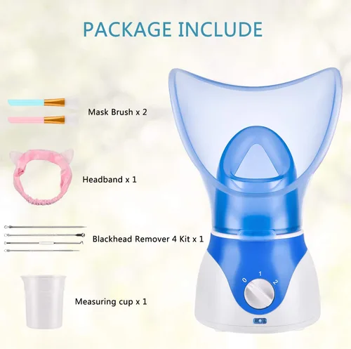 Vista 9 de Vaporizador facial para limpieza profunda facial, vaporizador facial para mujeres, 2 modos de vaporizador facial nano iónico para desobstruir