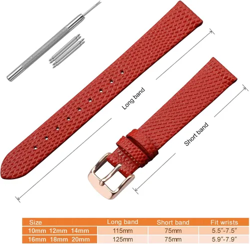 Vista 5 de ANNEFIT Correa de reloj de cuero para mujer de 0394in 0472in 0551in 0630in 0709in 0787in correa de repuesto delgada de grano de lagarto