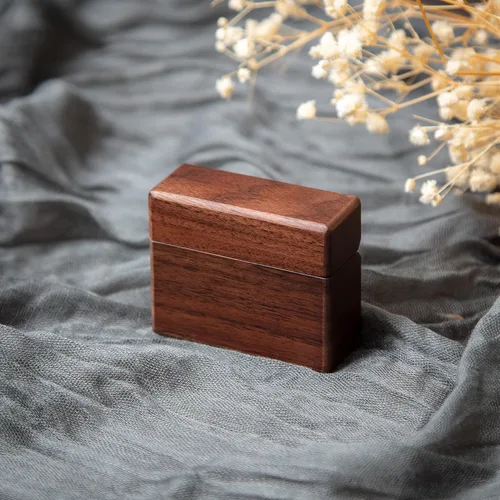 Vista 18 de MUUJEE Grow Old With Me Engraved Wooden Ring Box, Slim Engagement Proposal Ring Holder, Wedding Ceremony Ring Bearer Box, Fiance Gift Ideas