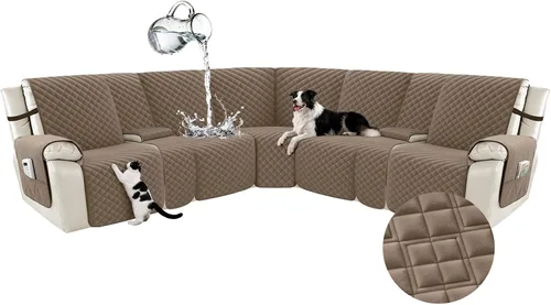 Vista 61 de Arfntevss Fundas para sofá seccional reclinable para sofá seccional en forma de L, funda antideslizante lavable para sofá reclinable con forma de L