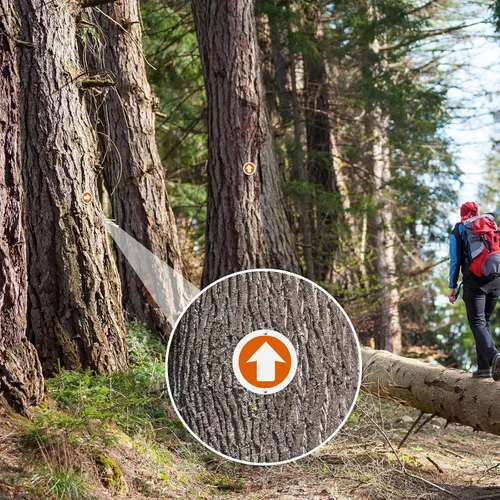 Vista 7 de Amylove Reflective Trail Markers Bright Lightweight Signs Glow Trail Arrows Markers for Tree Marking Reflector Camping Hunting Hiking and More