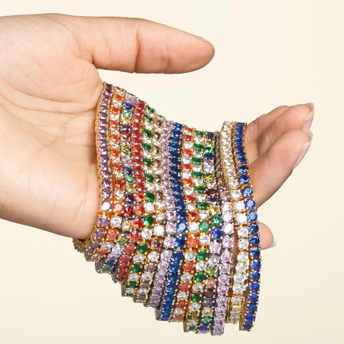 Vista 6 de Bling Jewelry Juego de cesta de 12 CTW de 4 puntas, solitario redondo de circonita cúbica AAA CZ pulsera de tenis para mujer, baile de graduación