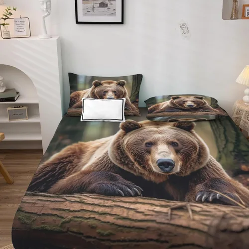 Vista 3 de Bear Sheets - Juego de sábanas de tamaño individual, sábanas de microfibra suave con bolsillo profundo y patrón sin arrugas, 3 piezas