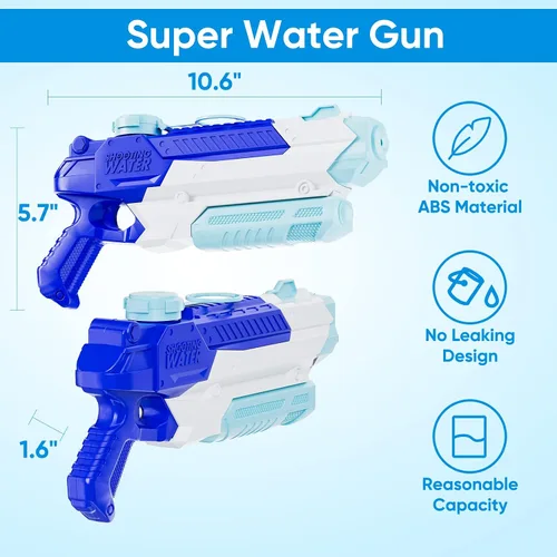 Vista 3 de WOLKEK Pistolas de agua para niños y adultos, paquete de 4 pistolas de chorro de alta capacidad de 400 CC de largo alcance, juguetes de piscina