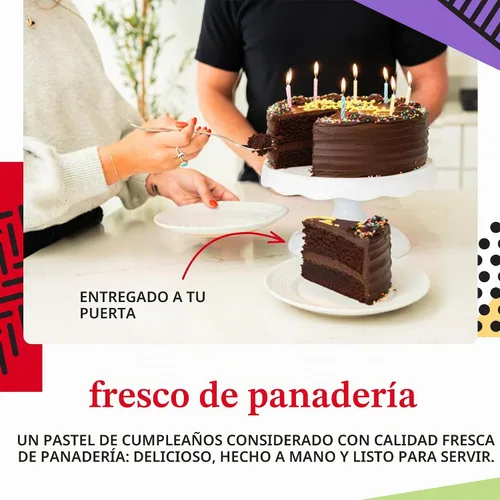 Vista 6 de David's Cookies Pastel de Chocolate Fudge de 10" - Pastel de Cumpleaños para Entrega Postre Fresco de Panadería - Pasteles de Calidad para Entrega