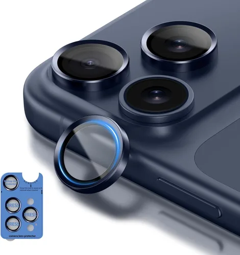 Vista 9 de Protector de lente de cámara para iPhone 17 Pro Max, vidrio templado 9H con marco de aleación de aluminio, compatible con iPhone 17 Pro/16 Pro