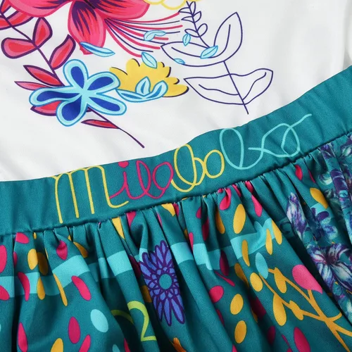 Vista 4 de Melaura Vestido de Encanto Mirabel para niñas, disfraz de princesa de Halloween para concurso de cosplay