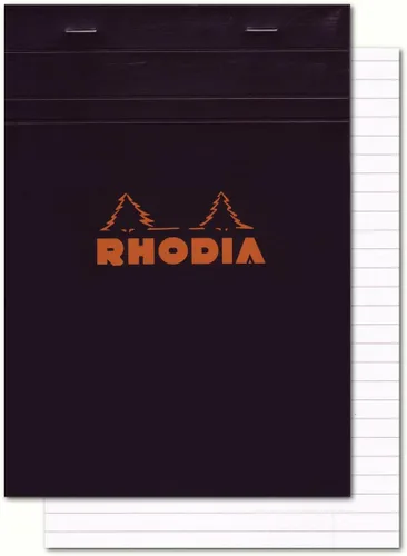 Vista 6 de Libreta Rhodia Head grapada para compras, No. 8 de 74 x 210 mm, rayada y de color negro