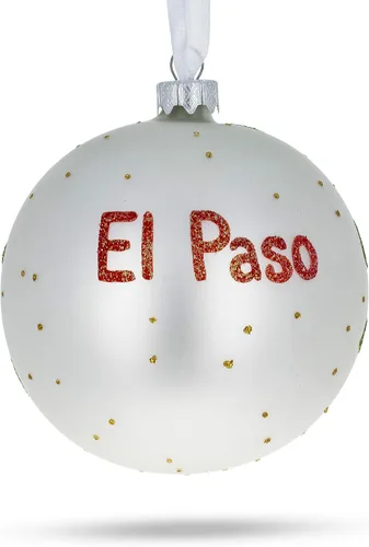 Vista 7 de El Paso, Texas, USA Bola de Vidrio Adorno de Navidad 4 Pulgadas