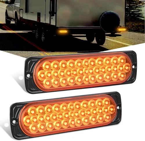 Vista 13 de Nilight juego de 2 luces de señalización de giro LED de 16 luces ámbar, carcasa de aluminio de 4.4 pulgadas, luces indicadoras de señalización