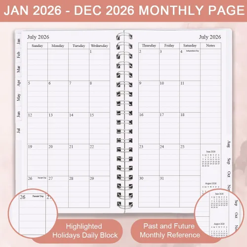 Vista 2 de Planificador de bolsillo/Calendario 2026 - enero de 2026 a diciembre de 2026, A6 Organizador semanal y mensual, cuaderno y diario para rastrear