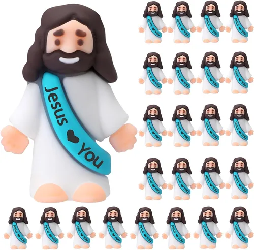 Vista 21 de Bememo 25 figuras de Jesús pequeñas figuras de Jesús, color blanco