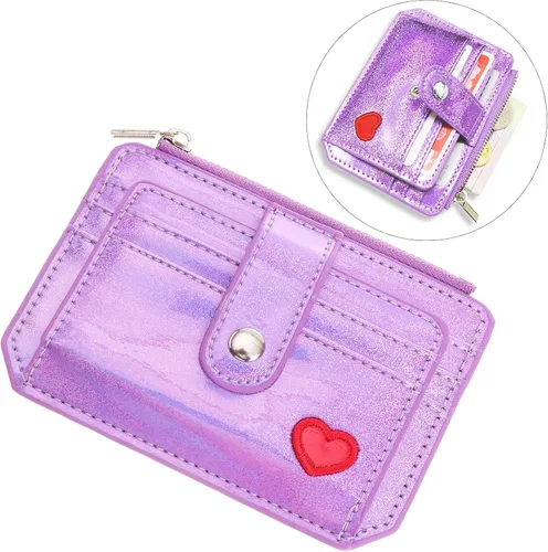 Vista 2 de TENDYCOCO - Monedero con clip para tarjetas de identificación y holograma para mujeres y niñas