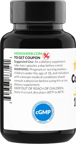 Vista 3 de MONOHERB Costus Root 10:1 Extracto - 1000 mg por porción - Tamaño de la porción: 2 cápsulas - 45 porciones por botella