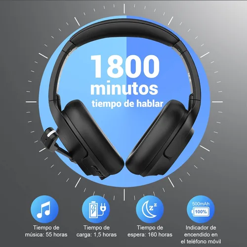 Vista 3 de Auriculares Bluetooth para PC, auriculares inalámbricos para computadora con micrófono de cancelación de ruido ambiental alimentado por IA y dongle