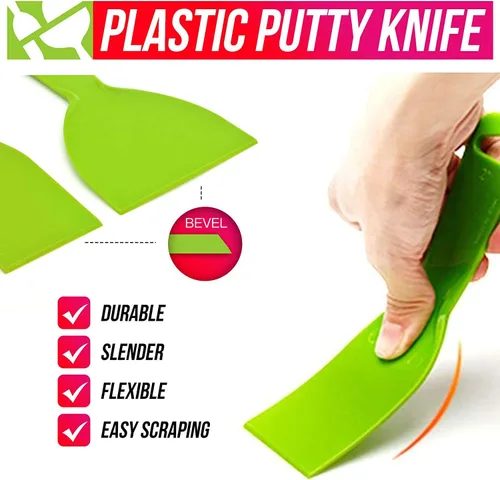 Vista 4 de 5 cuchillos de masilla flexibles de plástico, paquete de gran tamaño, esparcidor desechable, herramienta de raspador de pintura de plástico flexible