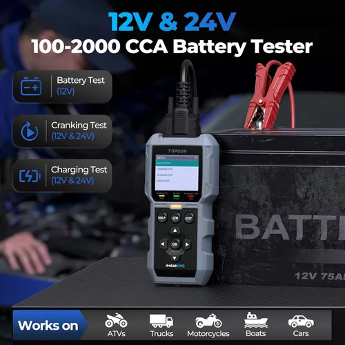 Vista 4 de TOPDON AL500B Escáner OBD2 Probador de Batería 2 en 1 Lector de Código, Diagnóstico OBDII Completo, Pruebas de Batería de 12V y Pruebas de Arranque