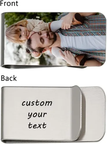 Vista 3 de Clip de dinero personalizado para hombres, clip de dinero personalizado grabado con foto texto, logotipo, tarjeta de crédito, soporte para efectivo