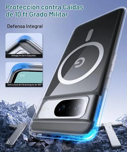 Vista 6 de [NO.1 Funda magnética para Google Pixel 8 con MagSafe [Anti-Amarillamiento][Ajuste Delgado][Probada contra Caídas Grado Militar] Parachoques Cristal