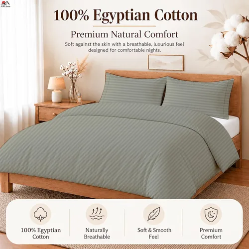 Vista 113 de ARlinen Juego de funda de edredón de tamaño individual, 100% algodón egipcio, juego de ropa de cama de 3 piezas con cierre de cremallera, incluye 1
