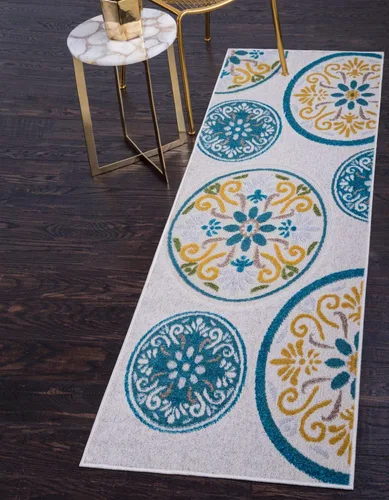 Vista 13 de Unique Loom Outdoor Modern Collection - Alfombra de área con círculos (5 pies 3 pulgadas x 8 pies, ovalada, terracota/borgoña)