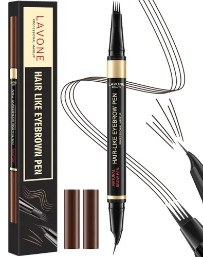 Vista 18 de LAVONE Lápiz de cejas 2 en 1 para mujer con lápiz de cejas microblading de 4 puntas y lápiz de cejas curvado y preciso, lápiz de cejas impermeable