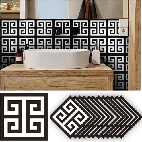 Vista 18 de Alwayspon 12 calcomanías mate para azulejos de pared, despegar y pegar, calcomanías de vinilo autoadhesivas para azulejos de cocina y baño, 6 x 6