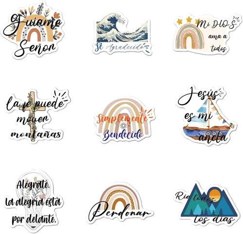 Vista 7 de Calcomanías de Jesús en español 137 calcomanías cristianas motivacionales para planificadores y diarios Calcomanías religiosas de versículos