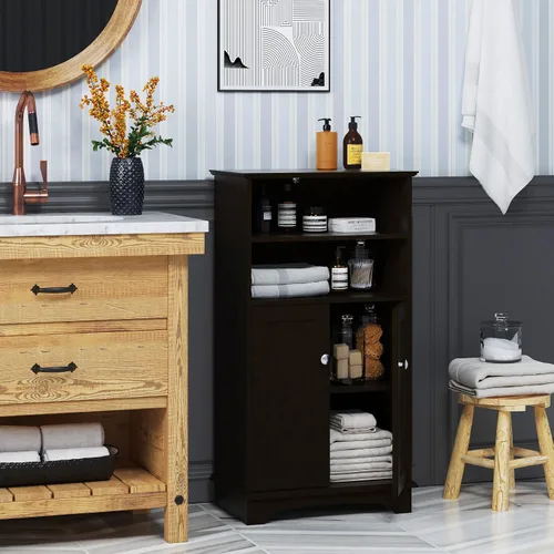 Vista 4 de Spirich Armario de almacenamiento de baño moderno de madera espresso, 23.62 pulgadas de ancho x 11.81 pulgadas de profundidad x 40.15 pulgadas