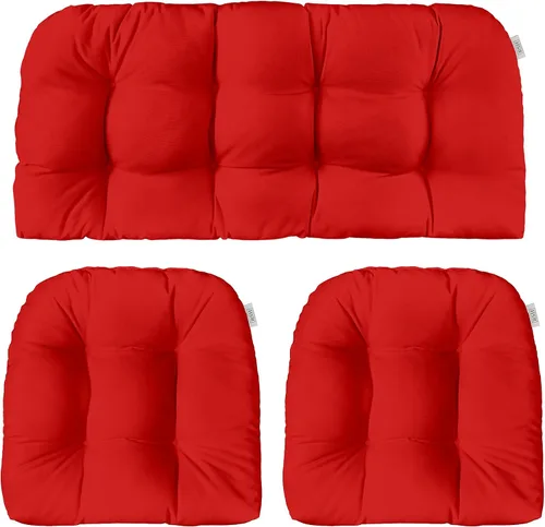 Vista 42 de RSH DECOR: Sunbrella - Juego de 3 cojines de mimbre copetudos 41 x 19 pulgadas y 19 x 19 pulgadas Fabricado con tela de rendimiento Sunbrella