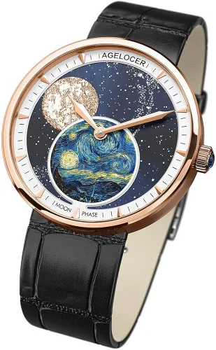 Vista 2 de AGELOCER Women's Top Brand Blue Moon Phase Lightweight Analog Quartz Business Casual Fashion Ladies Watch Luxury Elegant Christmas Valentine