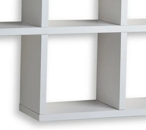 Vista 3 de Danya B. XF11056WH Estante decorativo – Montaje en pared o independiente – Estantería cuadrada Cubbies – Laminado blanco