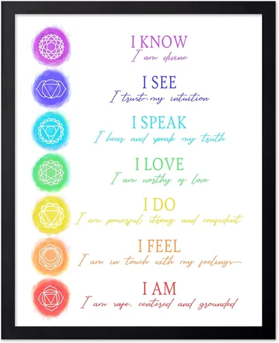 Vista 10 de Poster Master Póster de ilustración – 7 afirmaciones de chakras, yoga, meditación, curación, acuarela, regalo para artista, amigo, impresión