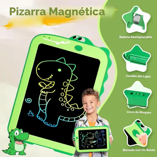 Vista 4 de Teriph Tableta de escritura LCD para niños, juguetes coloridos para niños pequeños, juguetes educativos para niños, juguete de dinosaurio para niños