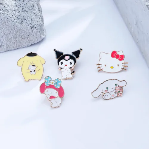 Vista 3 de Lindos pines de estilo gato de gatito con diseño de caricaturas, pines de solapa esmaltados para mochilas, Acero inoxidable, multicolorfantasía